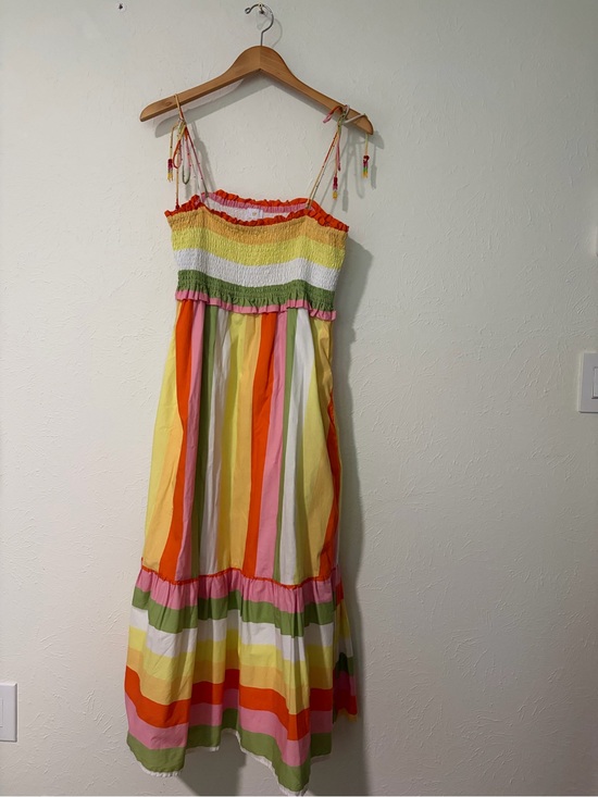 J.Marie Dresses & Skirts - J. Marie Women's Size XL Multi Striped Spaghetti Strap Smocked Midi Dress